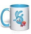 Mug with a colored handle Krosh sky-blue фото