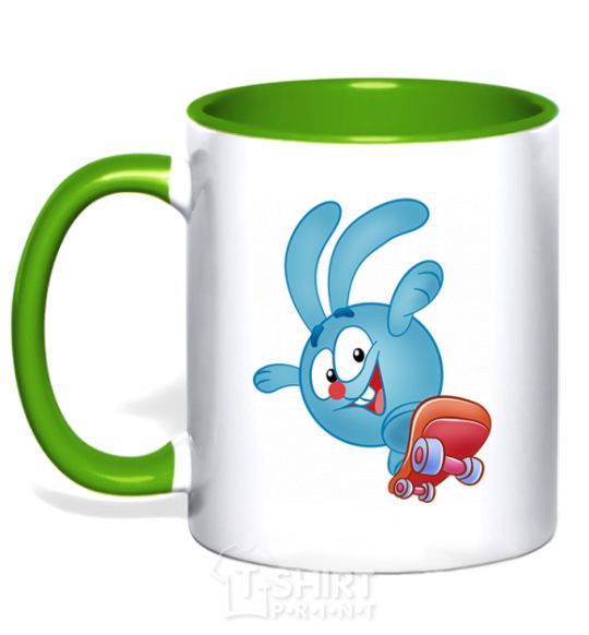 Mug with a colored handle Krosh kelly-green фото