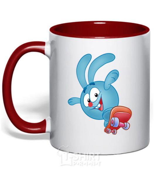 Mug with a colored handle Krosh red фото