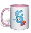 Mug with a colored handle Krosh light-pink фото