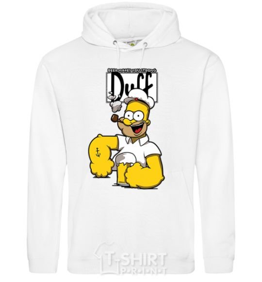 Men`s hoodie Beer makes you strong White фото