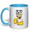 Mug with a colored handle Beer makes you strong sky-blue фото