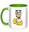 Mug with a colored handle Beer makes you strong kelly-green фото