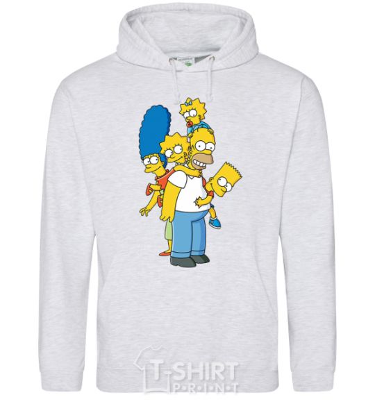 Men`s hoodie The Simpsons family sport-grey фото