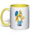 Mug with a colored handle The Simpsons family yellow фото