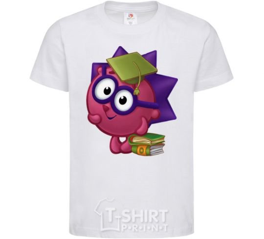 Kids T-shirt Hedgehog and books White фото