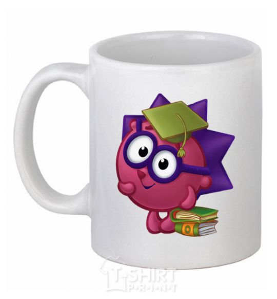 Ceramic mug Hedgehog and books White фото