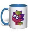 Mug with a colored handle Hedgehog and books royal-blue фото