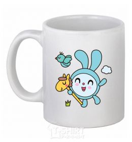 Ceramic mug Malysharyki Kroshik on a horse White фото