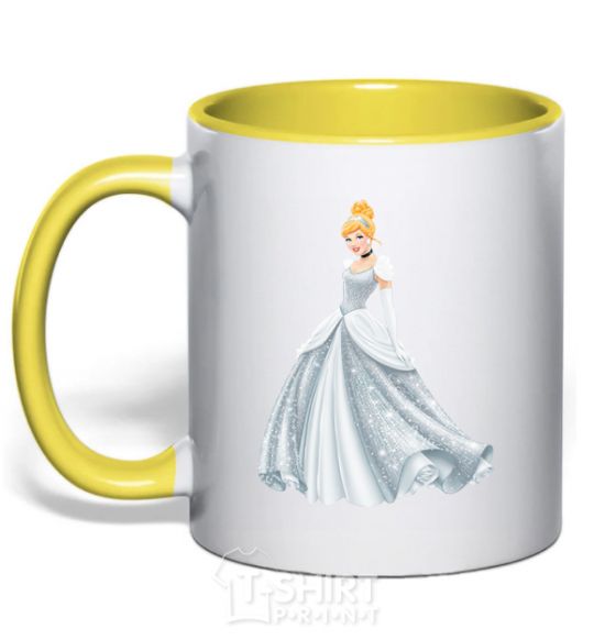 Mug with a colored handle Cinderella yellow фото