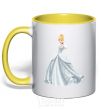 Mug with a colored handle Cinderella yellow фото
