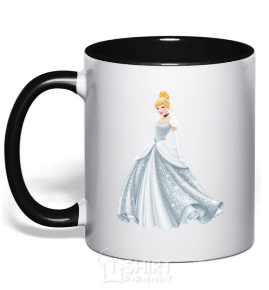 Mug with a colored handle Cinderella black фото