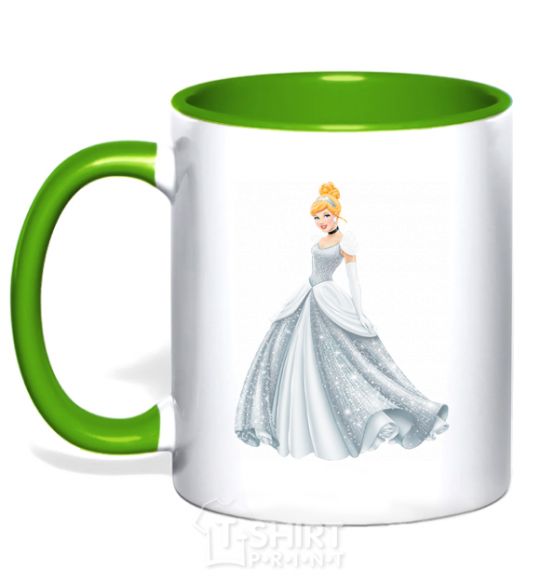 Mug with a colored handle Cinderella kelly-green фото