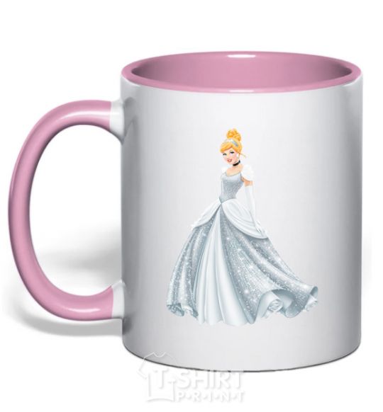 Mug with a colored handle Cinderella light-pink фото