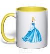 Mug with a colored handle Cinderella in blue yellow фото