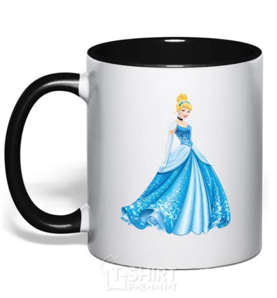 Mug with a colored handle Cinderella in blue black фото