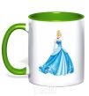 Mug with a colored handle Cinderella in blue kelly-green фото