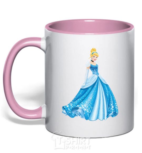 Mug with a colored handle Cinderella in blue light-pink фото