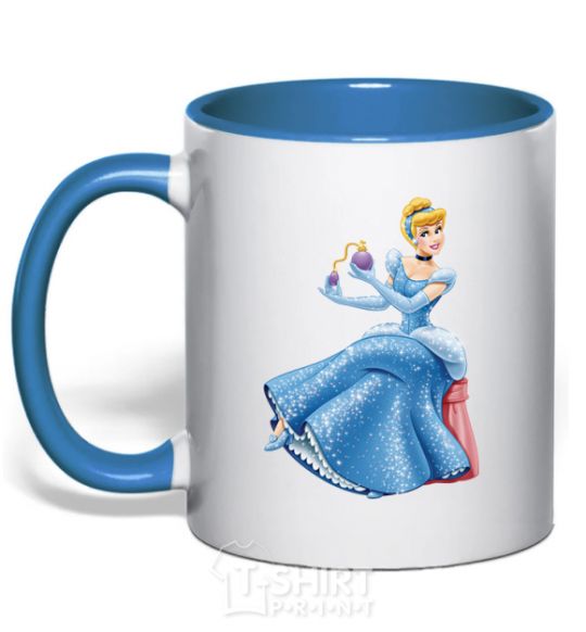 Mug with a colored handle Cinderella with perfume royal-blue фото