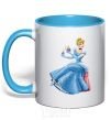 Mug with a colored handle Cinderella with perfume sky-blue фото