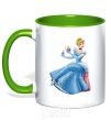 Mug with a colored handle Cinderella with perfume kelly-green фото