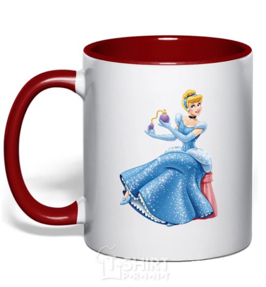 Mug with a colored handle Cinderella with perfume red фото