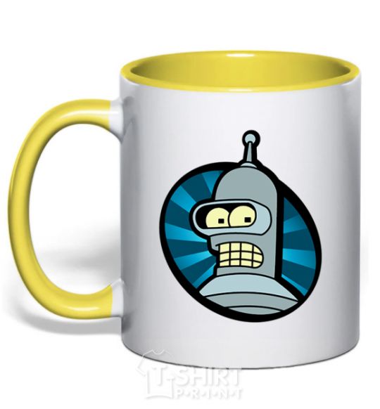 Mug with a colored handle Bender logo yellow фото