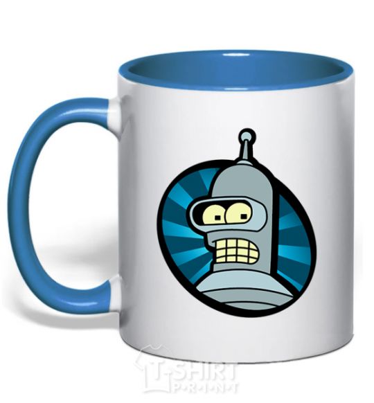 Mug with a colored handle Bender logo royal-blue фото