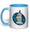 Mug with a colored handle Bender logo sky-blue фото