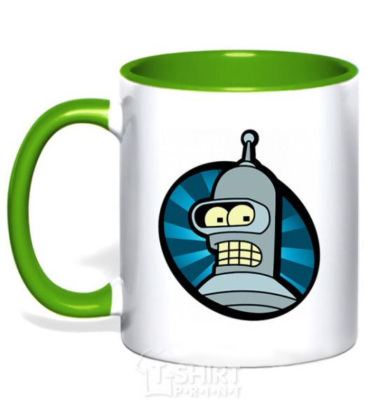 Mug with a colored handle Bender logo kelly-green фото