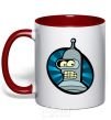 Mug with a colored handle Bender logo red фото