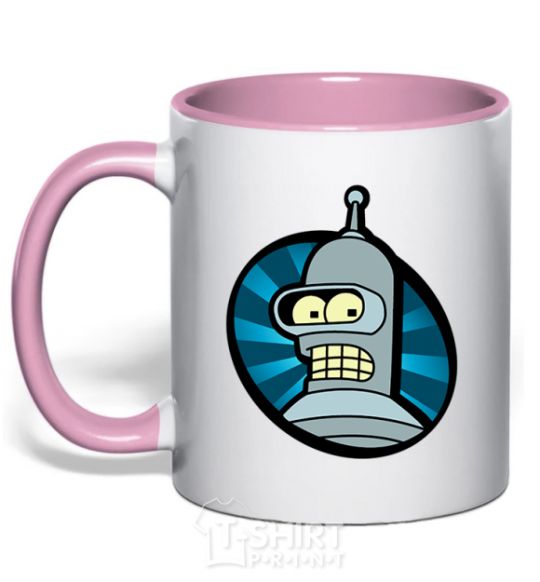 Mug with a colored handle Bender logo light-pink фото