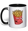 Mug with a colored handle Zoidberg fries black фото