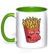 Mug with a colored handle Zoidberg fries kelly-green фото