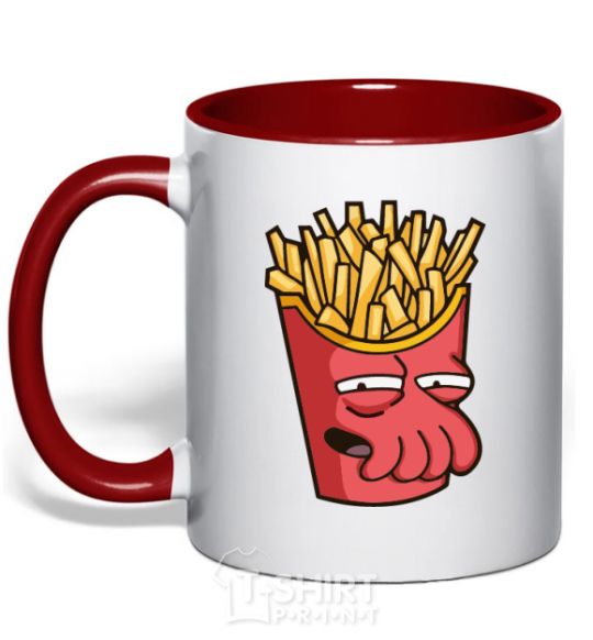 Mug with a colored handle Zoidberg fries red фото