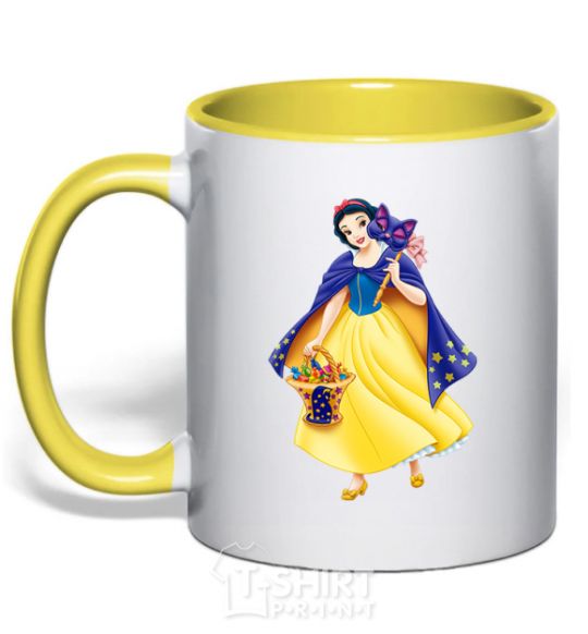 Mug with a colored handle Snow White Masquerade yellow фото