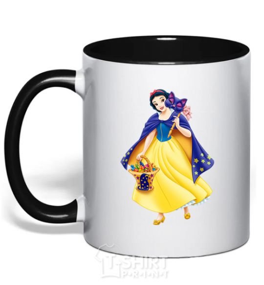 Mug with a colored handle Snow White Masquerade black фото