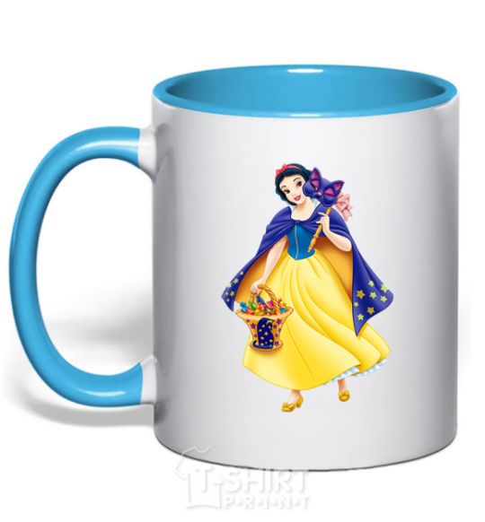 Mug with a colored handle Snow White Masquerade sky-blue фото