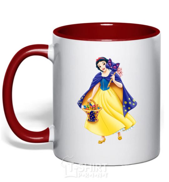 Mug with a colored handle Snow White Masquerade red фото
