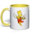 Mug with a colored handle Bart cupid yellow фото