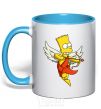 Mug with a colored handle Bart cupid sky-blue фото