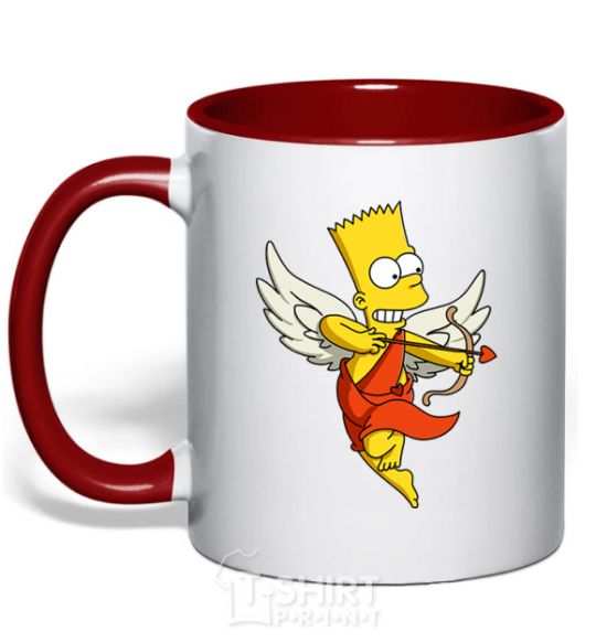 Mug with a colored handle Bart cupid red фото