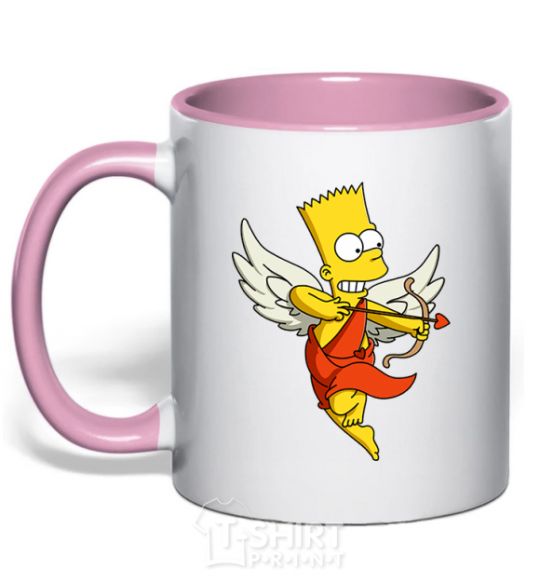 Mug with a colored handle Bart cupid light-pink фото