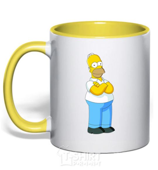 Mug with a colored handle Homer's cool yellow фото