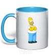 Mug with a colored handle Homer's cool sky-blue фото