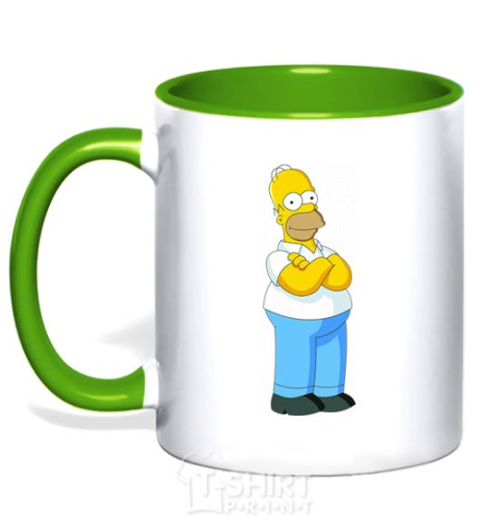 Mug with a colored handle Homer's cool kelly-green фото