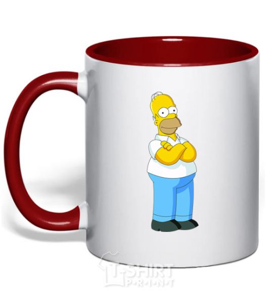 Mug with a colored handle Homer's cool red фото