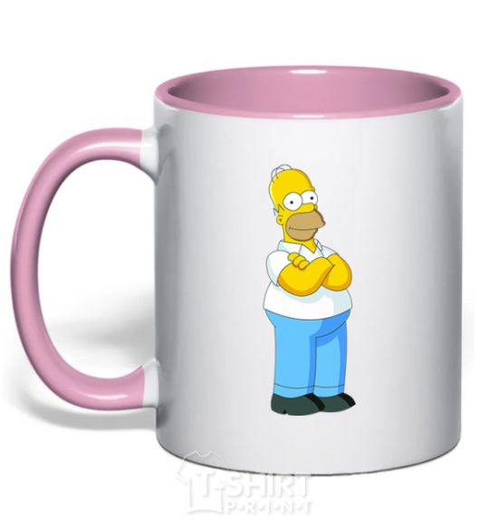 Mug with a colored handle Homer's cool light-pink фото