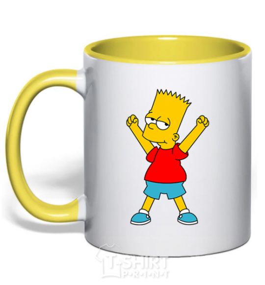 Mug with a colored handle Bart's the winner yellow фото