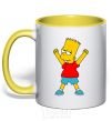 Mug with a colored handle Bart's the winner yellow фото